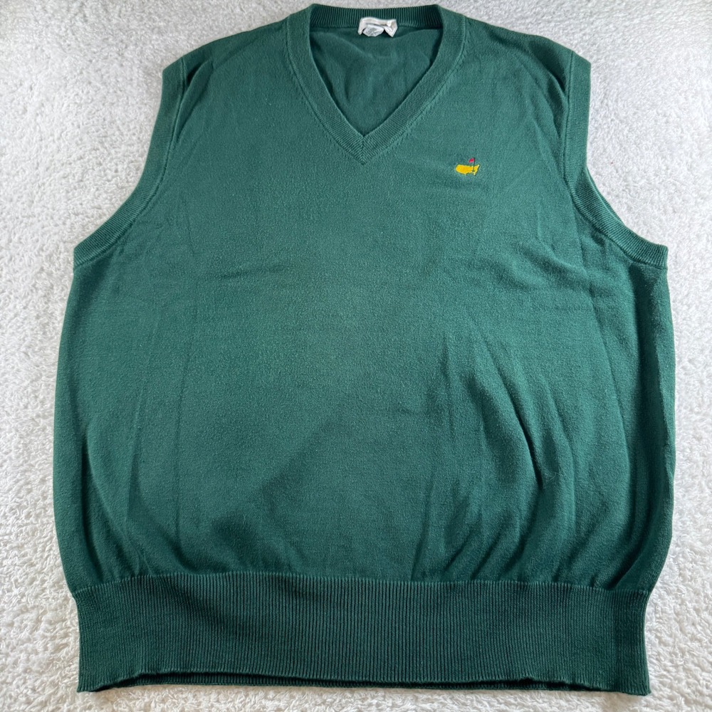 Vintage Masters Slazenger Augusta National Golf Sweater Vest Mens XL Green